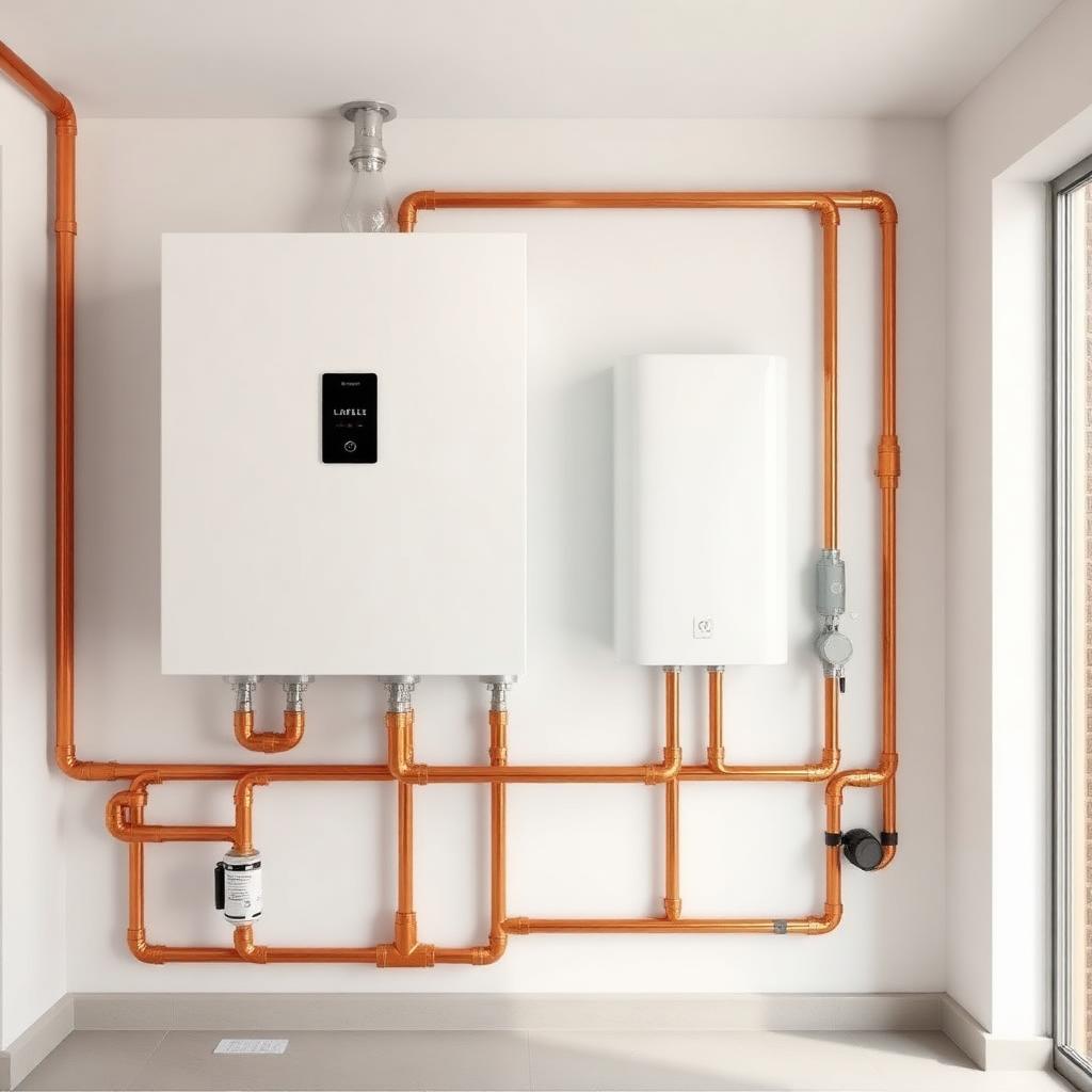 Nowoczesna kotłownia gazowa z instalacją miedzianą